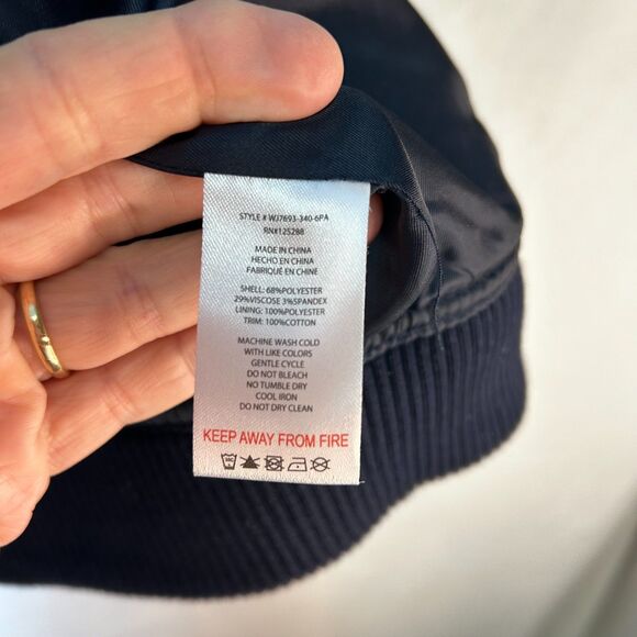 Jason Wu NWOT Women's Navy Snap Front Flap Pocket Bomber Style Jacket Size L - Picture 9 of 15